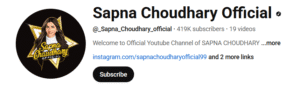 sapna choudhary youtube fans