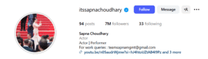 sapna choudhary instagram followers